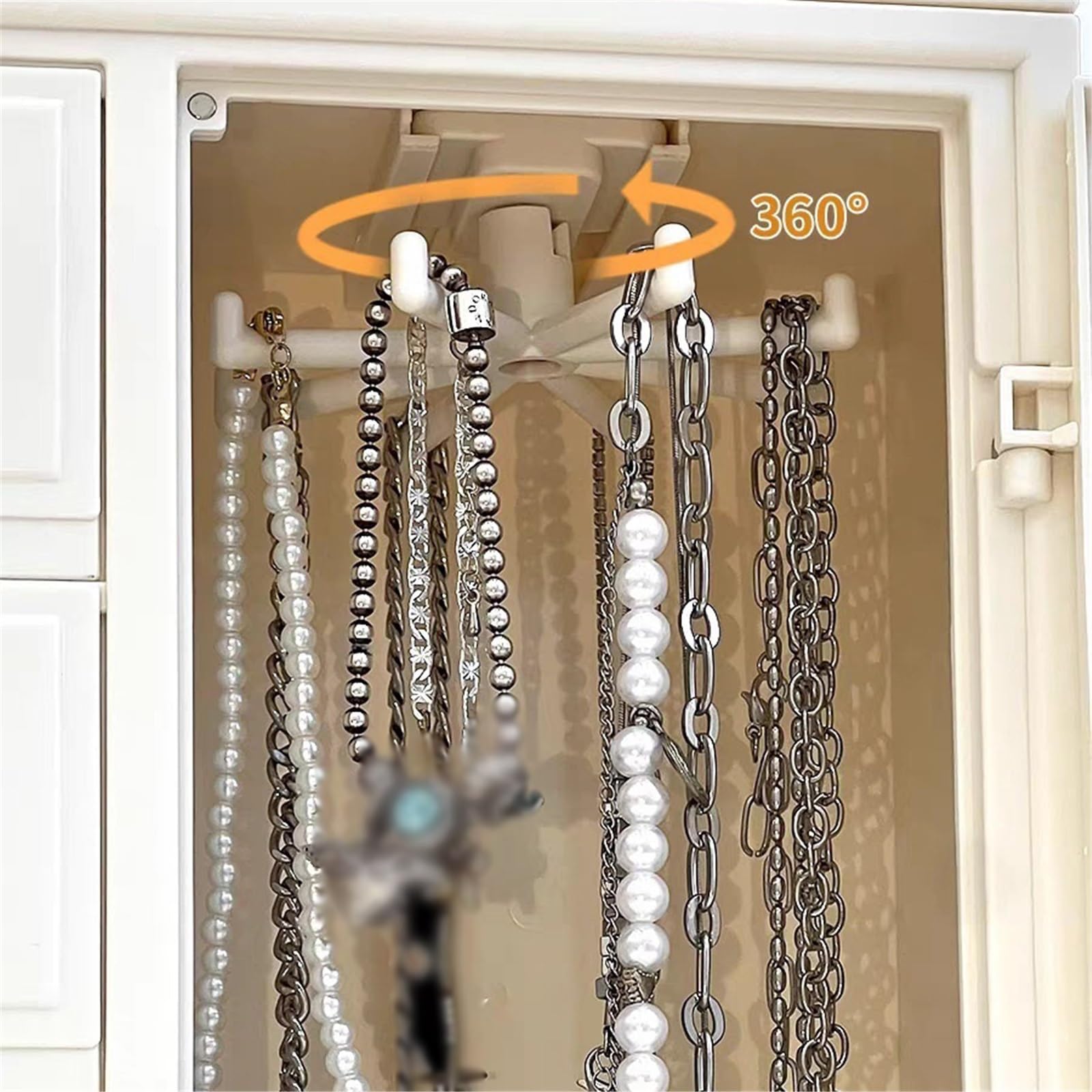 Soporte de joyería Caja de almacenamiento joyas con espejo