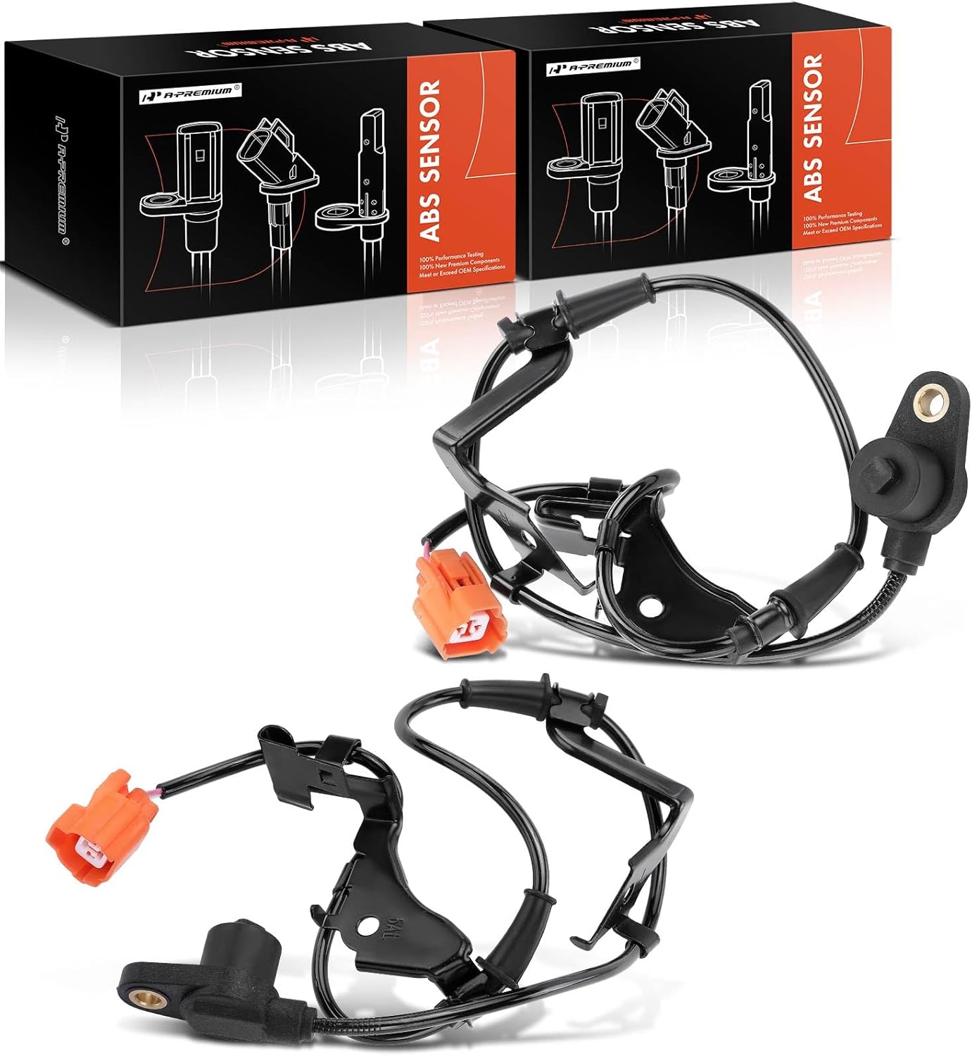 A-Premium ABS Wheel Speed Sensor Compatible with Honda Models - Civic 2003-2005 L4 1.7L, Built in the U.S. - Front Driver and Passenger Side, (2-PC Set), Replace# 57455S5D951, 57450S5D951