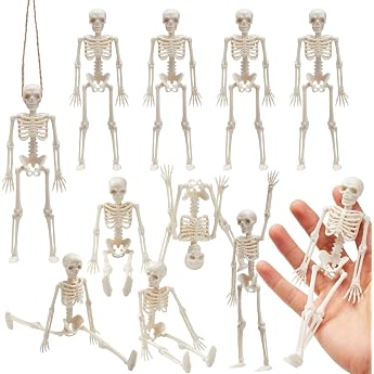 JOYIN Pack of 12 Halloween 15.24 cm Small Moving Skeletons Toy Decorations Mini Skeleton Figures for Crafts Haunted House Accessories Trick or Treat Party Gifts Cemetery Decorations