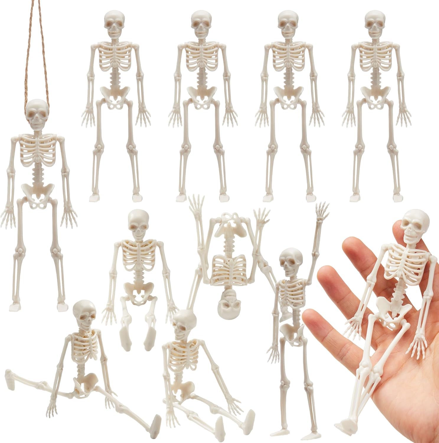 Joyin [Unknown] 12 Pcs Halloween 6” Small Poseable Skeletons Toys Decorations Mini Skeleton Figurines For Craft Haunted House Accessories Trick-Or-Treaters Party Favors Graveyard Decorations