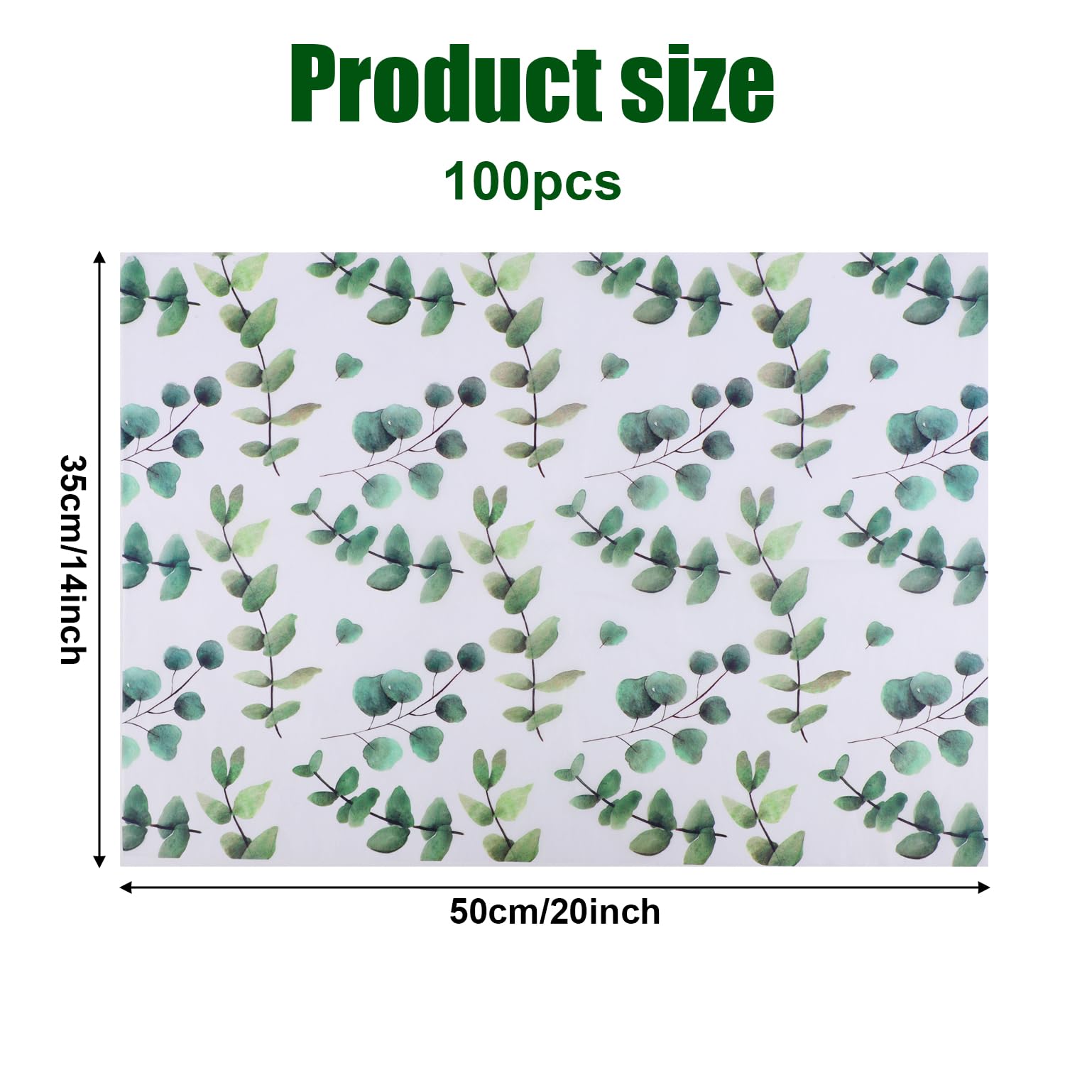 100 Feuilles Papier Soie Vert Eucalyptus Et Or – Emballage Cadeau Bohème