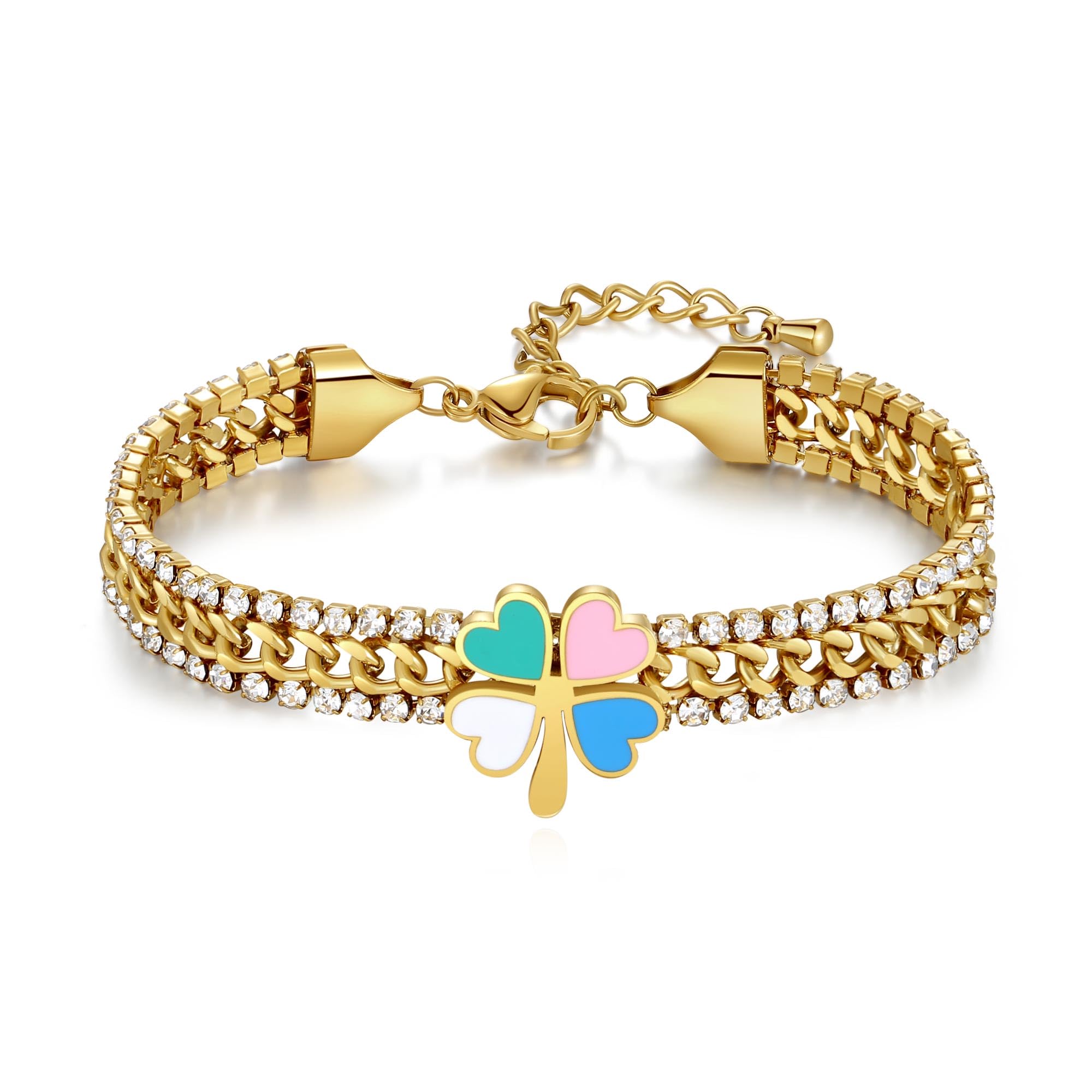 Bracelet De Cheville Trèfle Pour Femme - Acier Inoxydable Plaqué Or 18k - Imperméable, Style Bohème