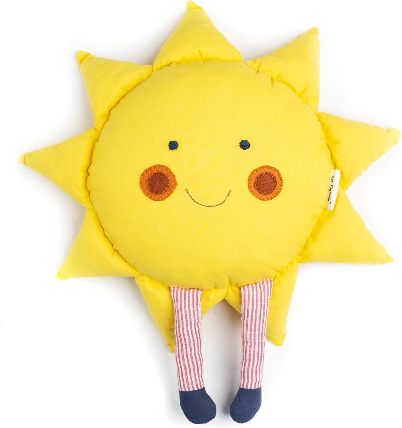 Sun Shaped Decorative Pillow – Boho Nursery Decor & Sunshine Room Accent – Handmade 100% Cotton Cushion (Mustard Yellow)