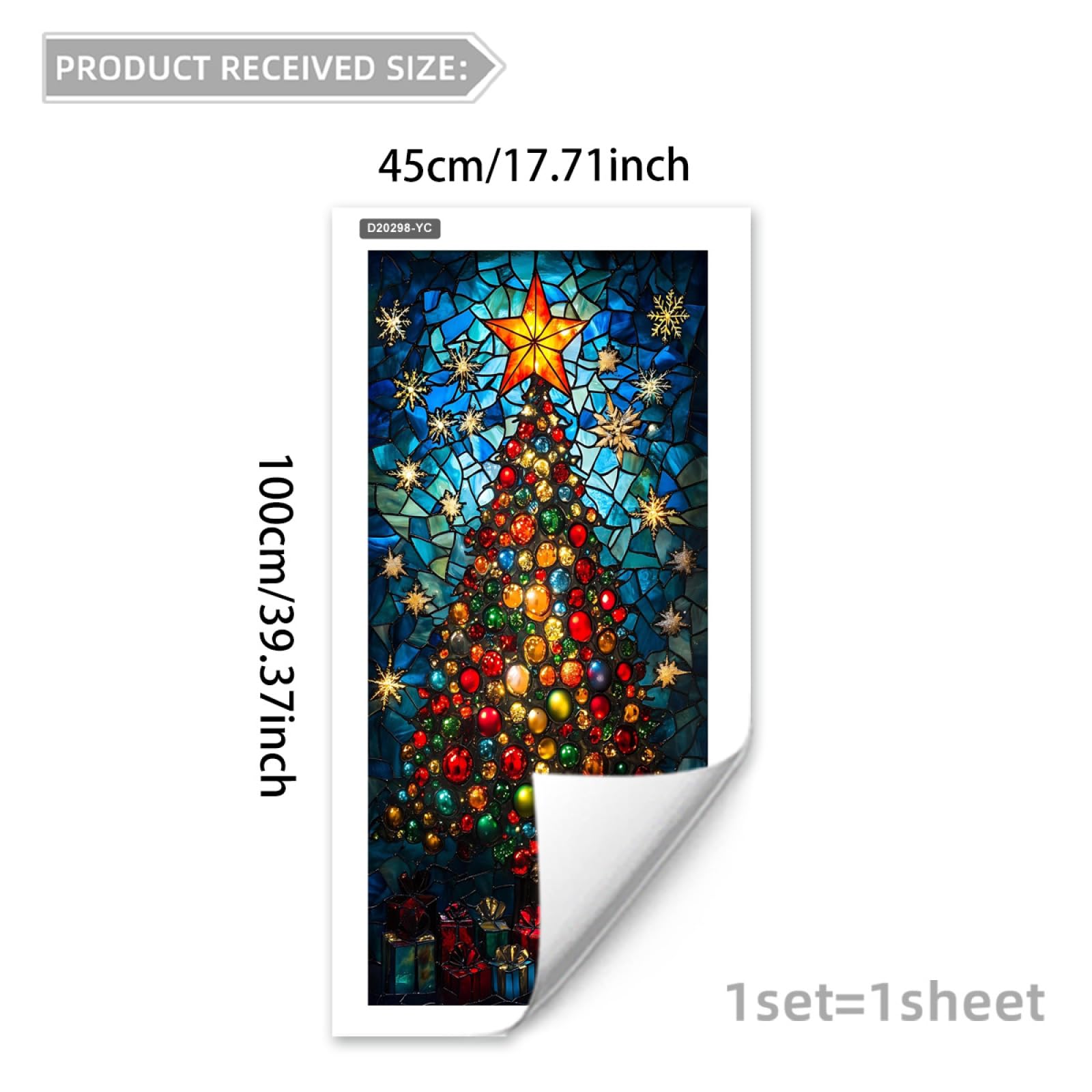 Pellicola Vetri Finestre 45x100cm (3PCS) Albero Di Natale Pellicola Adesiva Per Vetri Oscurante,Adesivi Per Vetro Autoadesiva,Pellicole Vetri Anti Uv,Pellicola Privacy Finestre Casa/Ufficio