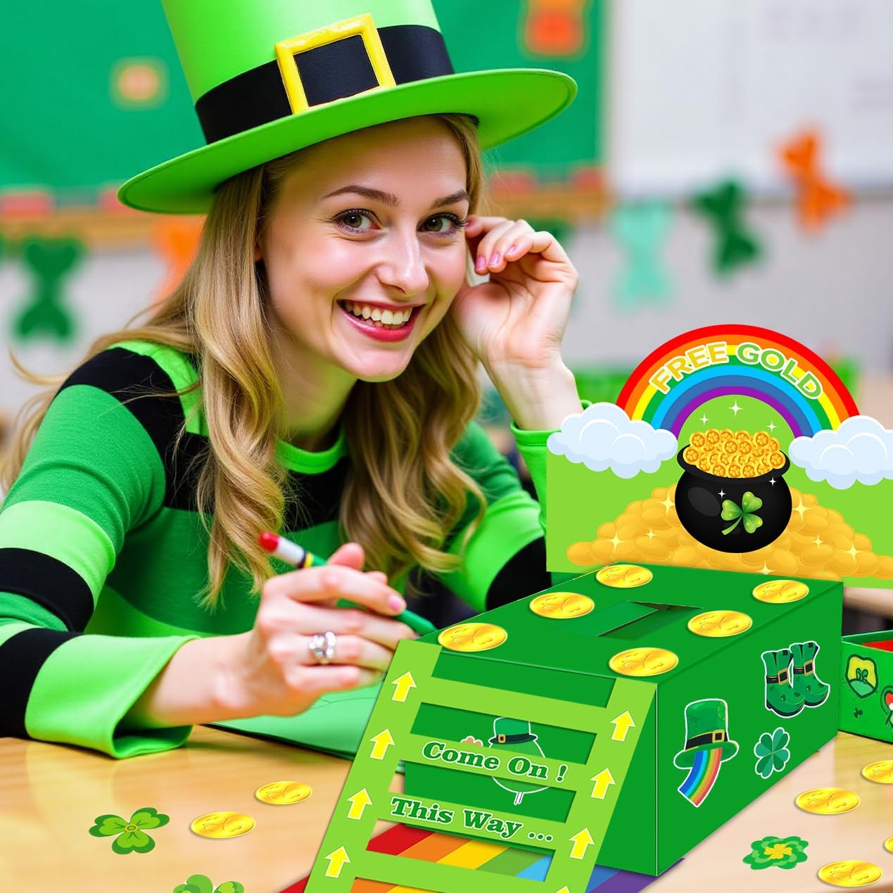 ZLIXING St Patricks Day Decorations for Leprechaun Trap Crafts Catch Kit for St Pattys Day Decor Accessories Party Favor Supplies