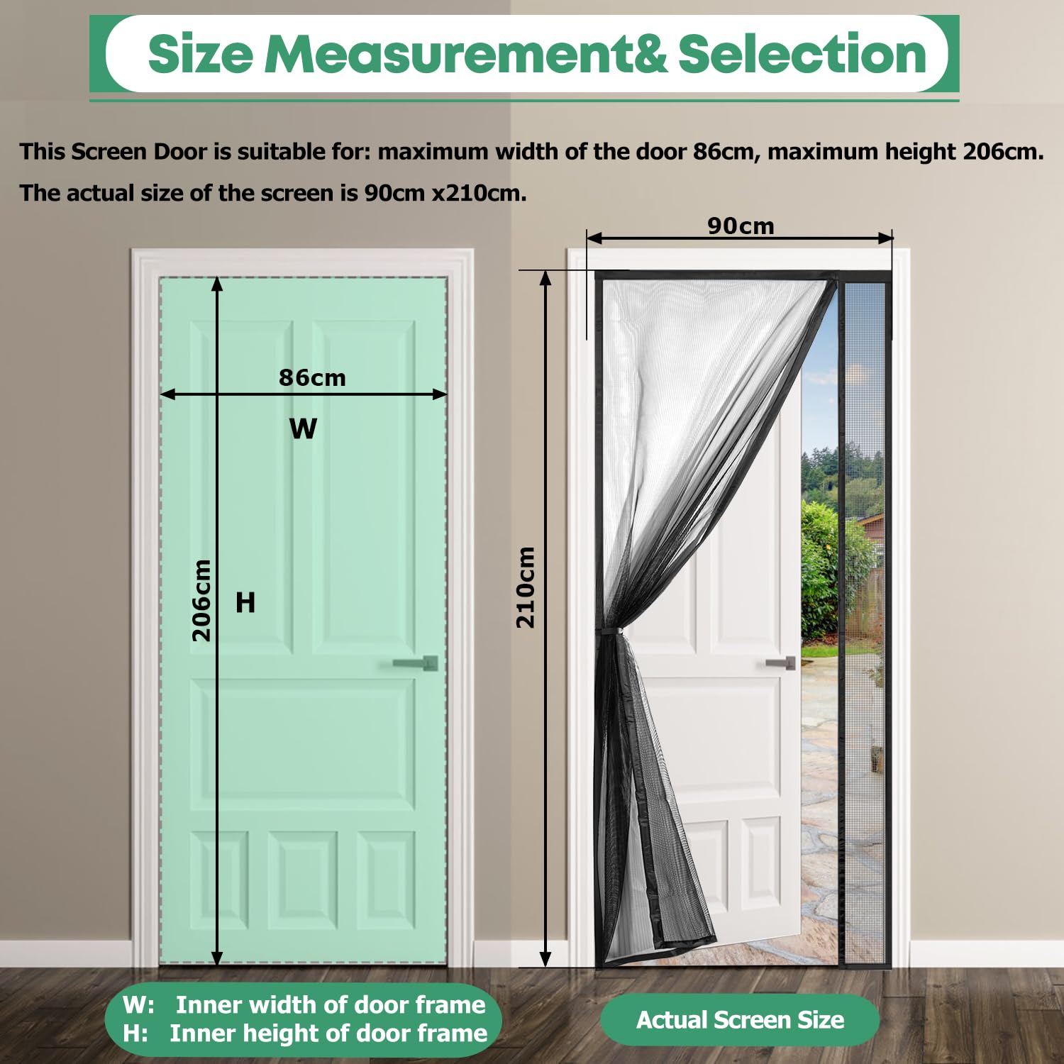 ESMAYULO Zanzariera magnetica per porta, 90 x 210 cm, ideale per la porta del balcone, della cantina e della terrazza, colore nero