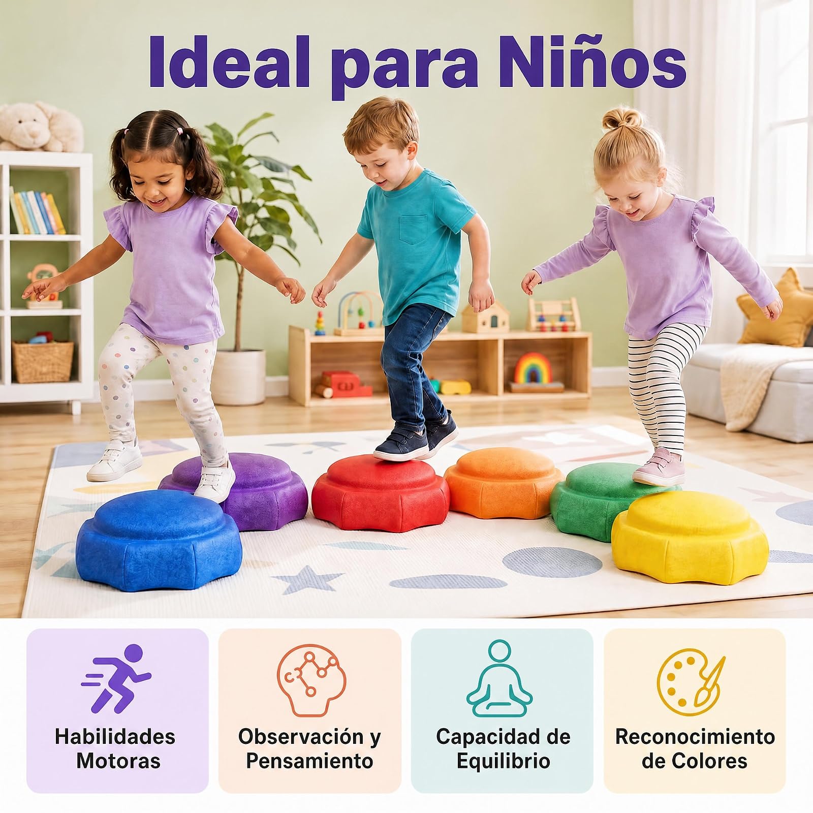GOPLUS Piedras de Equilibrio para Niños 3+ Años, Carga 80 kg, Multicolor