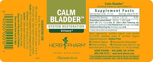 Miniatura 7 de Herb Pharm Fórmula líquida Calm Bladder para apoyo del sistema urinario - 1 onza