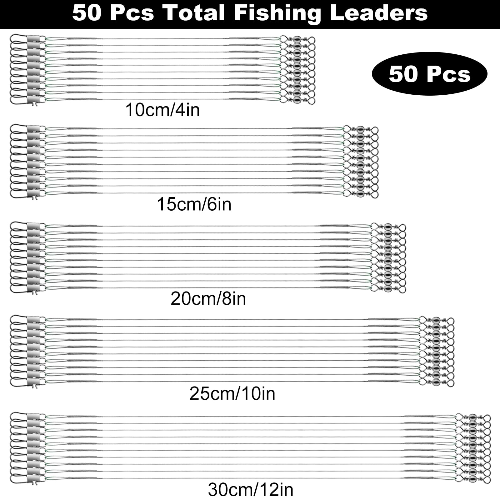 Realure 50 Pcs Stainless Steel Wire Traces Pike Fishing - Image 2