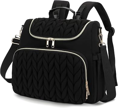 Small Diaper Bag Backpack, Quilted Mini Baby Crossbody Diaper Bag Tote for Mom Black