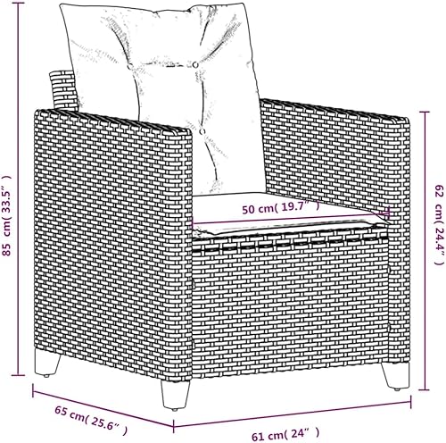 Miniatura 8 de Silla de patio con cojines, sillas de patio trasero de ratán de polietileno negro, sillas de exterior Sillas para Comedor silla de jardín para