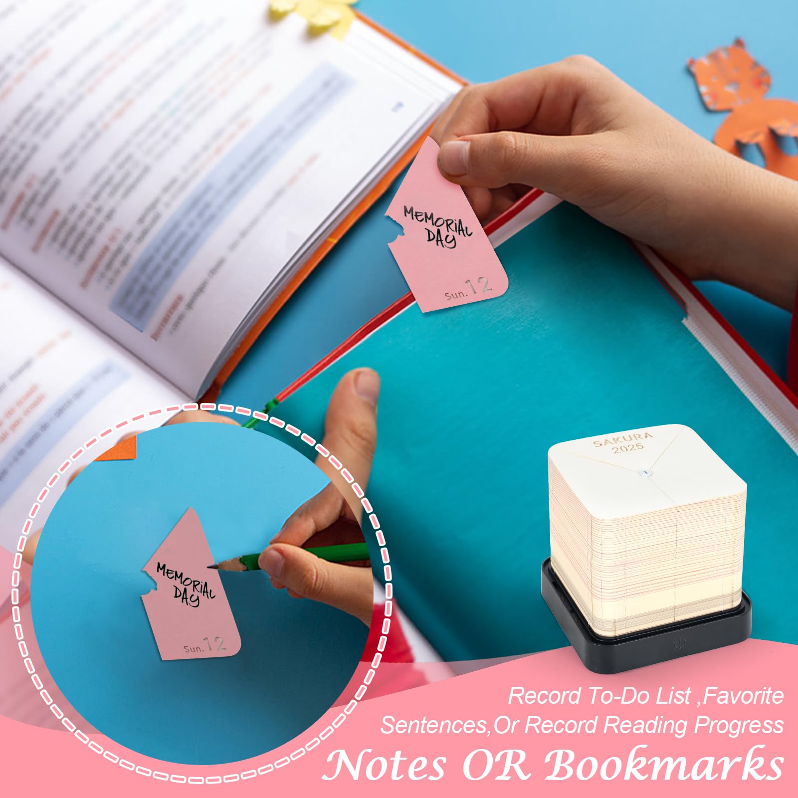 2026 3D Kalender mit LED-Lichtern,3D Notizblock Papier Pad Papier Kreative,Kunst Baustein,Papierkunst,Baumhaus mit Anzeigebox Abreißaufkleber,Tischdeco,284pcs,9.8x9.8x 8.5cm (Rosa Baumhaus)