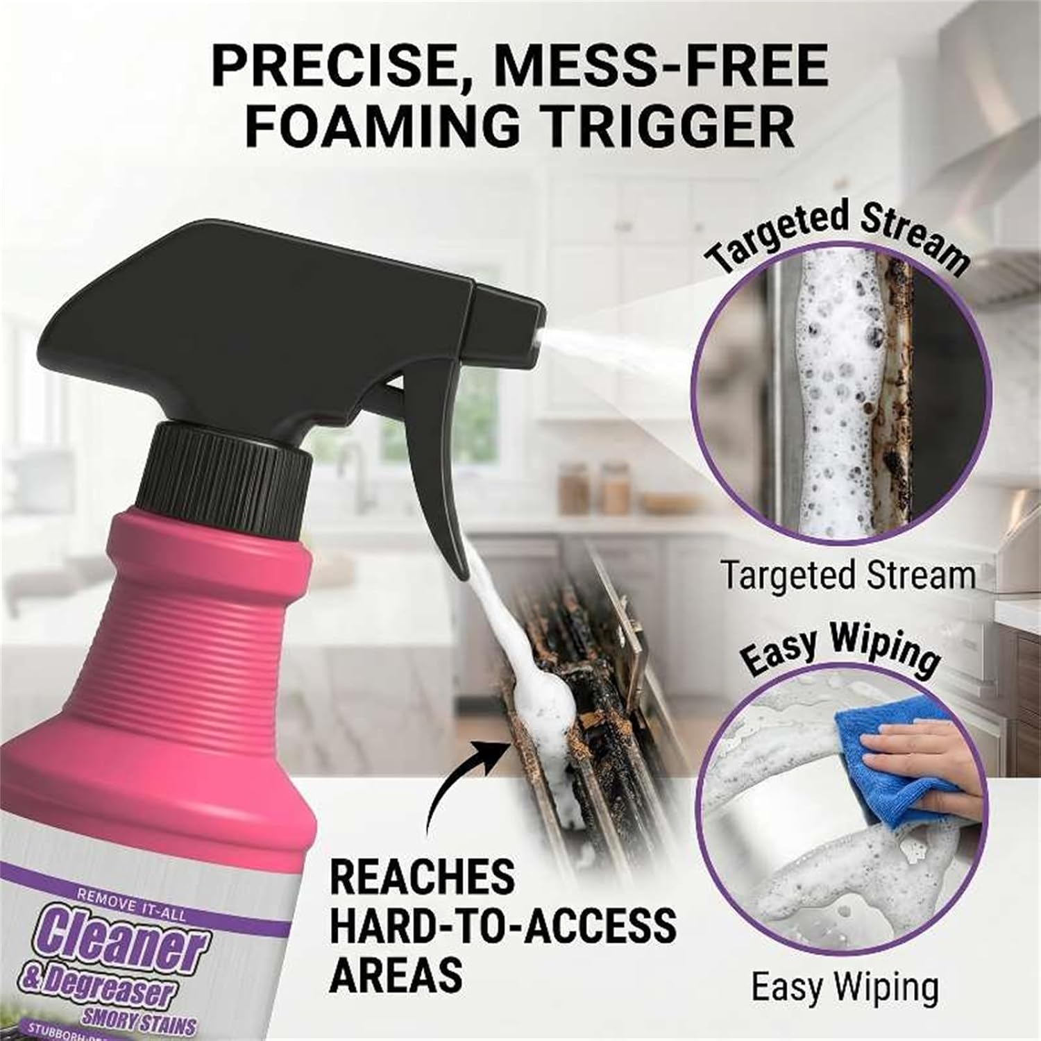 Fast-Acting Heavy-Duty Grill Degreaser Spray,BBQ Grill Cleaner Spray for Outdoor Grills,Multi-Surface Heavy Duty Degreaser Cleaner for Kitchen Stubborn Splatters,Stove Top,Drip Pans (3)