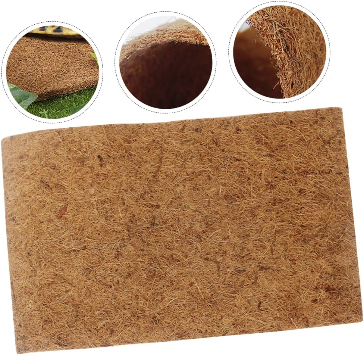 Natural Coconut Fiber Reptile Carpet Mat Non-Slip Terrarium Bedding for Lizards Snakes Tortoises Soft Breathable Fit Substrate Liner with Air and Water Permeability