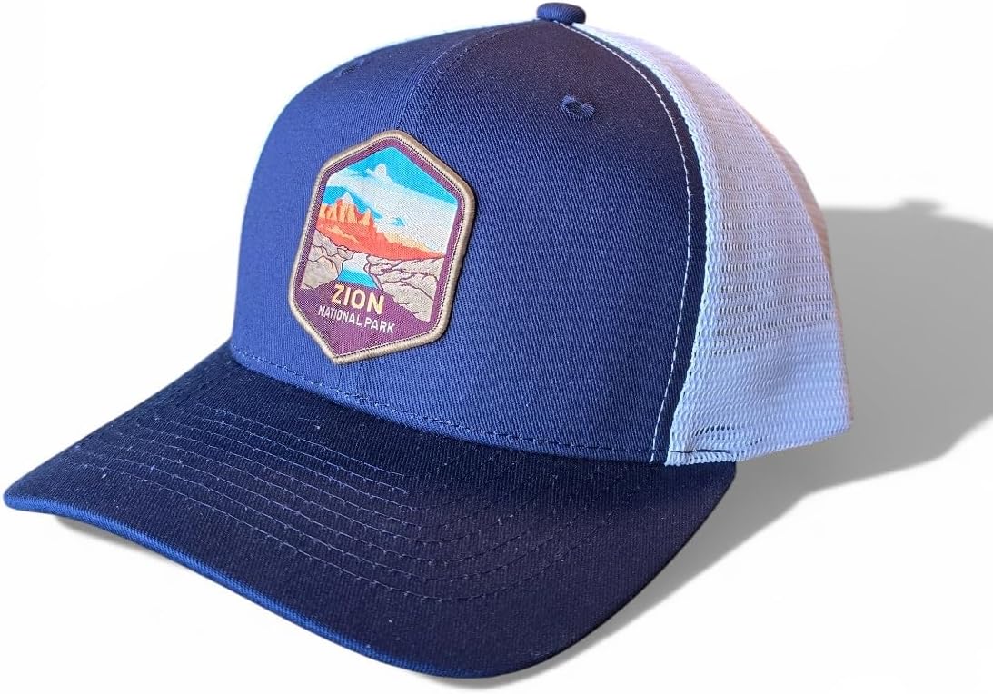 Zion National Park Trucker Hat w/Mesh Backing Woven Patch