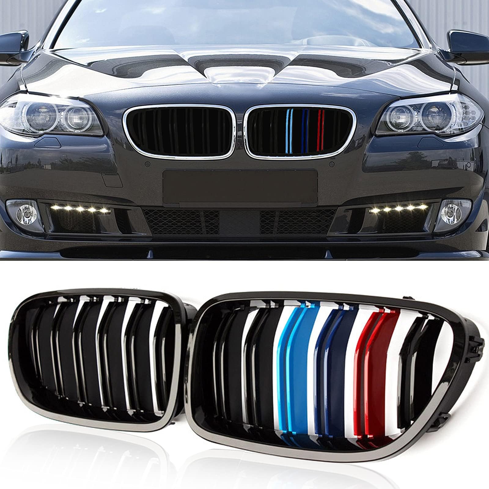 Amazon.com: F10 Grilles, Qitian ABS Replacement Front Kidney Grills for ...