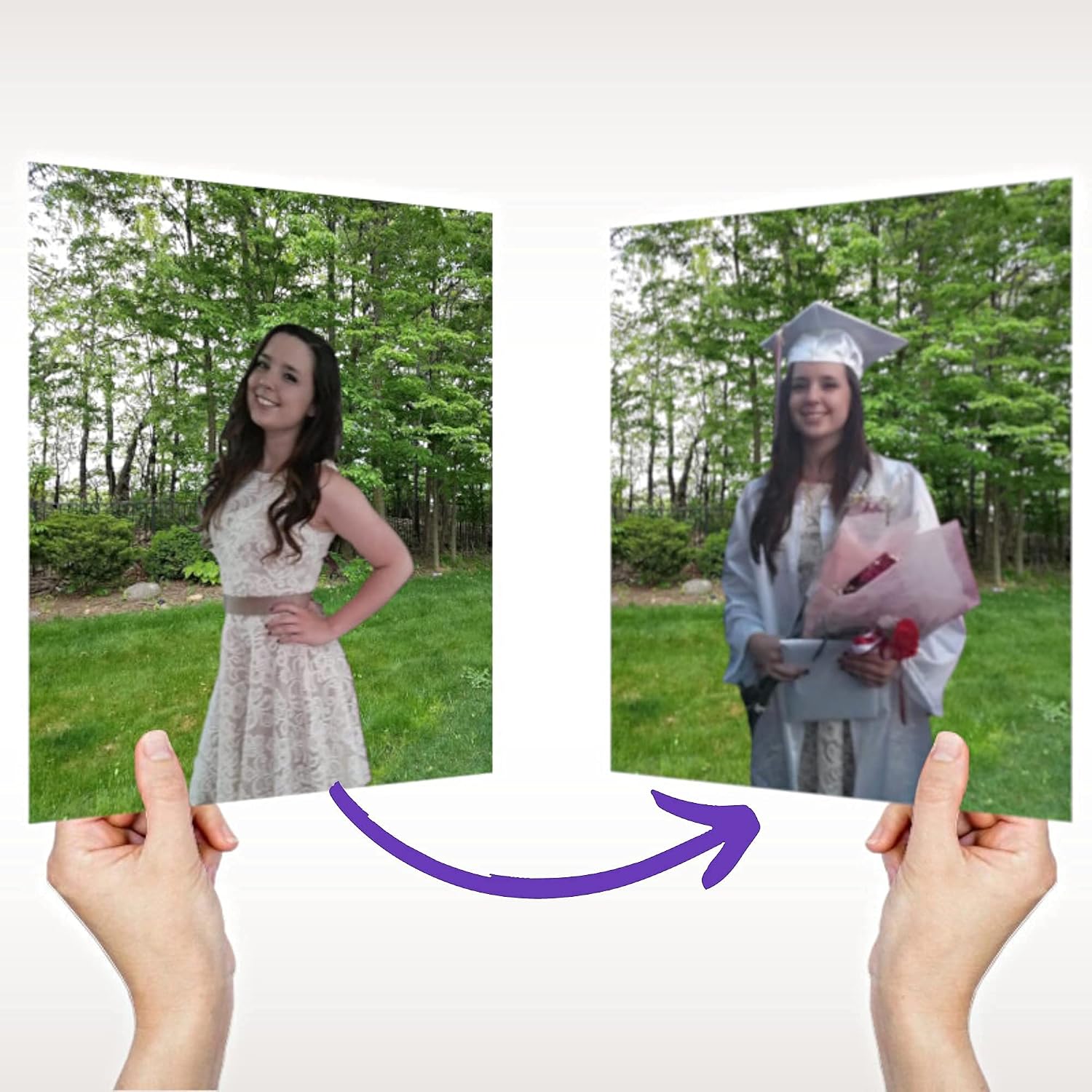 3dreactions Personalized Lenticular Photo Flip Picture FLOTO, Flipping Images custom made from your photos transition from one picture to another as you turn it or walk by (5 x 7)
