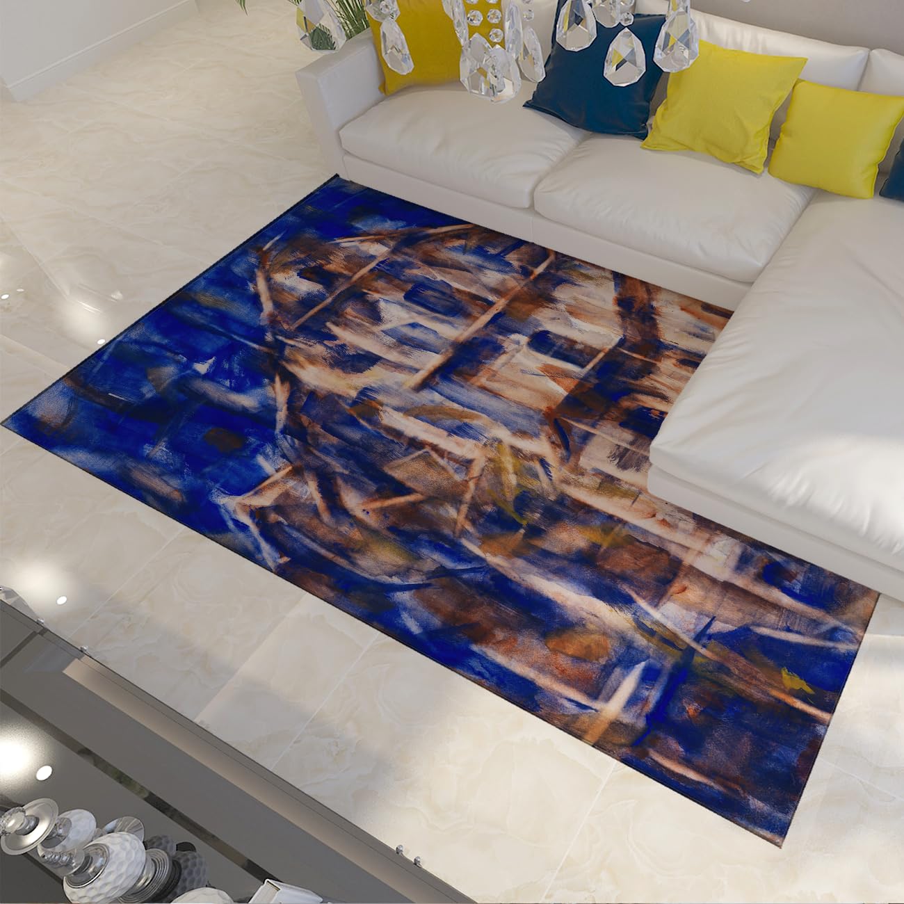 Tapis architecture abstraite 120x150 descente de lit salon bureau poil court