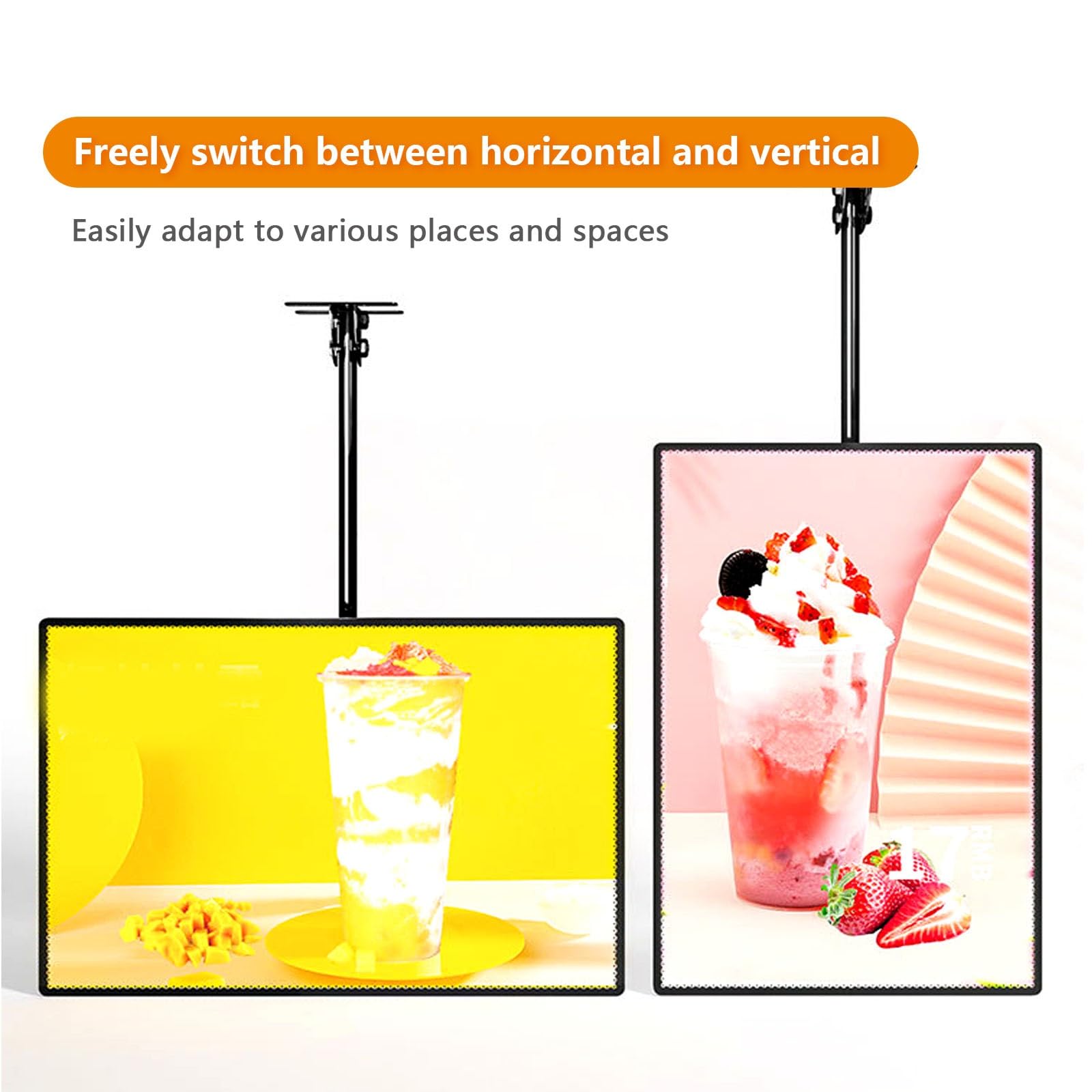 Digital Signage Displays Wandmontage 3D Menütafel Einstellbarer Winkel LED Leuchtkasten für Restaurants und Geschäfte - Bilder frei ändern für Werbung