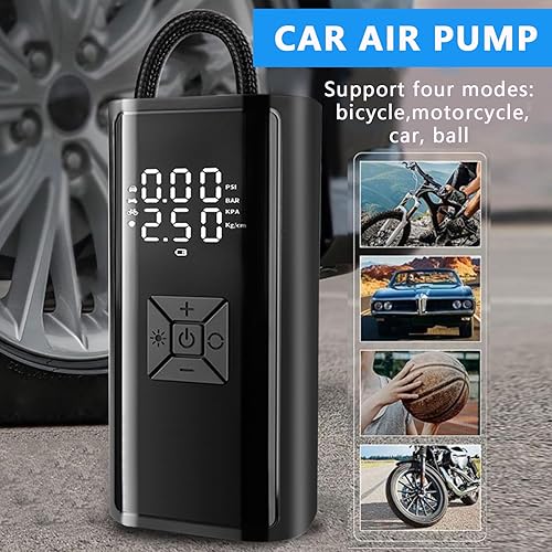 Miniatura 5 de Compresor de aire portátil para inflador de neumáticos, bomba de aire pequeña CC de 12 V para neumáticos de automóvil, bomba eléctrica de neumáticos