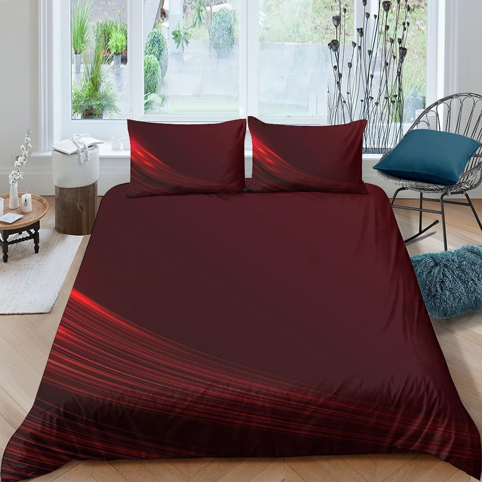 Ctjqhvkz Style-10 3D Printed Burgundy Wave Fitted Sheet Microfiber Soft Bedroom Decor Red Abstract Mattress Cover For Home Dorm Single（135X200cm）