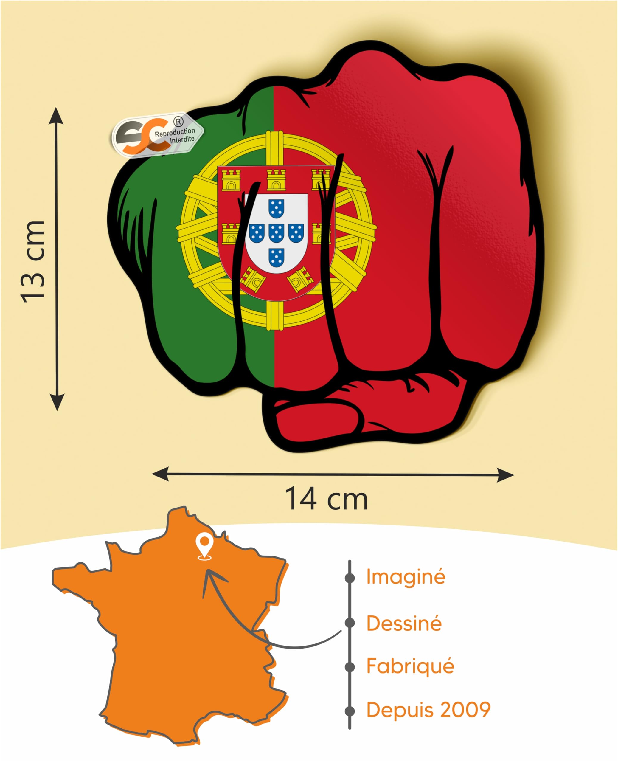 Autocollant Drapeau Portugal Portugal sticker drapeau carte
