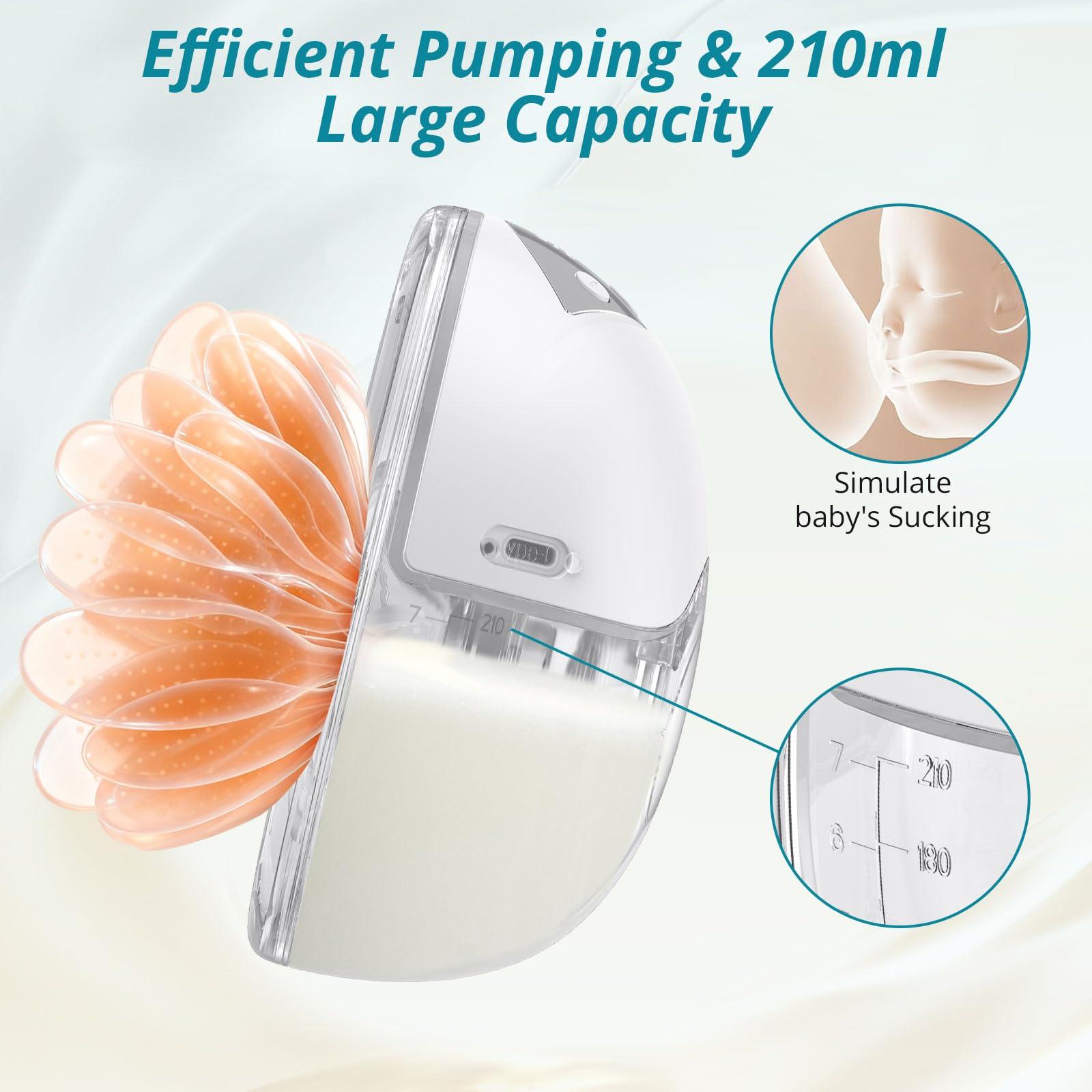 Tire-Lait Électrique Mains Libres 210 ml 4 Modes Blanc 1 Pièce