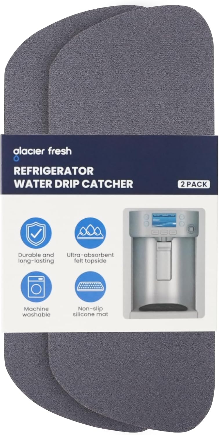 GLACIER FRESH Cuttable Refrigerator Drip Catcher, Water Absorbent Fridge Water Dispenser Drip Tray, Replacement for Whirlpool, GE, Samsung Fridge Accessories, Blue (Rectangular - 2pcs)