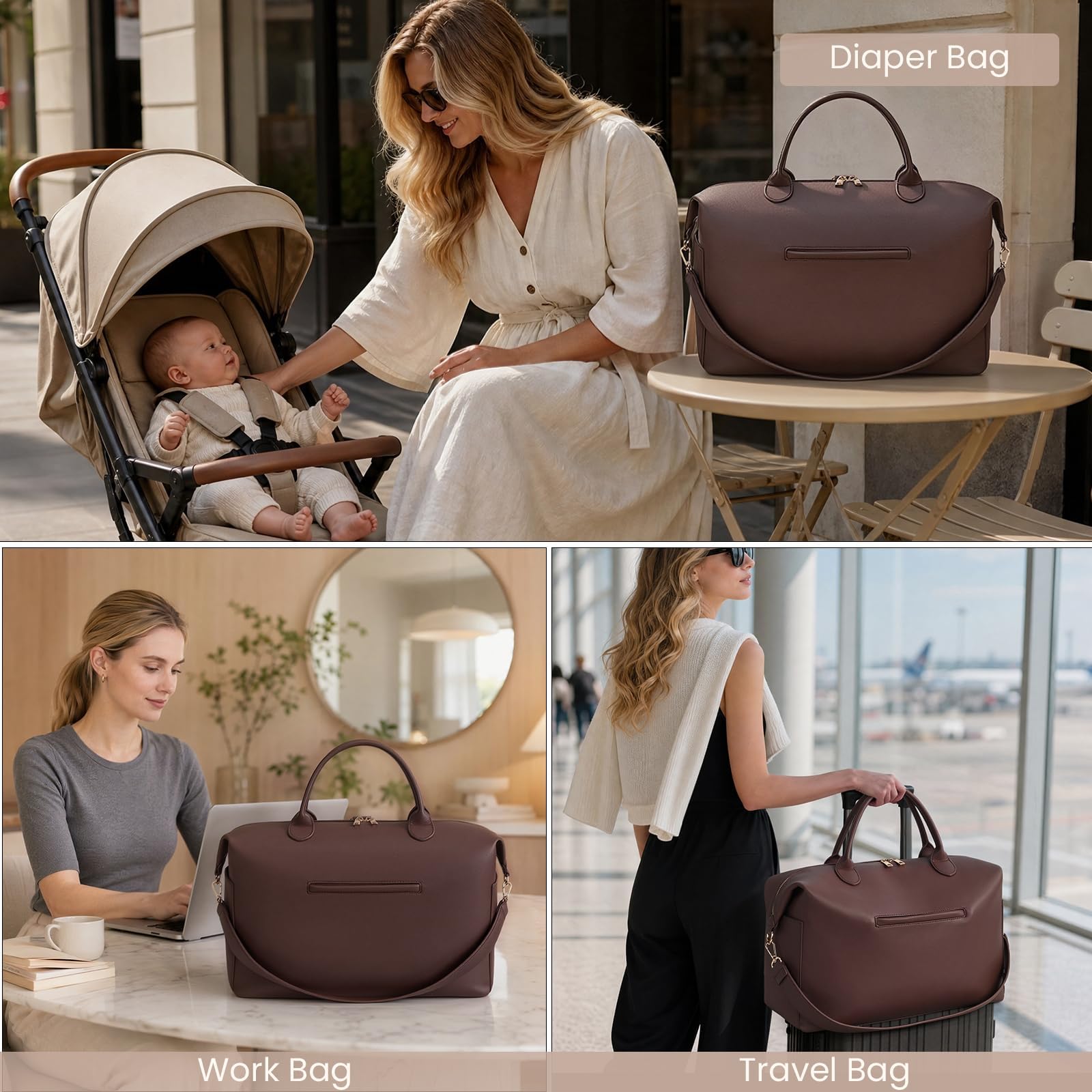 Windeltasche Tote Damen Rucksack Schultertasche vegan Leder