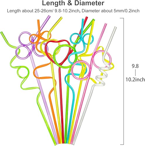 Miniatura 6 de Pajitas locas para niños, 40 popotes reutilizables y tontos, formas y colores surtidos, pajitas de plástico para suministros de fiesta de Navidad