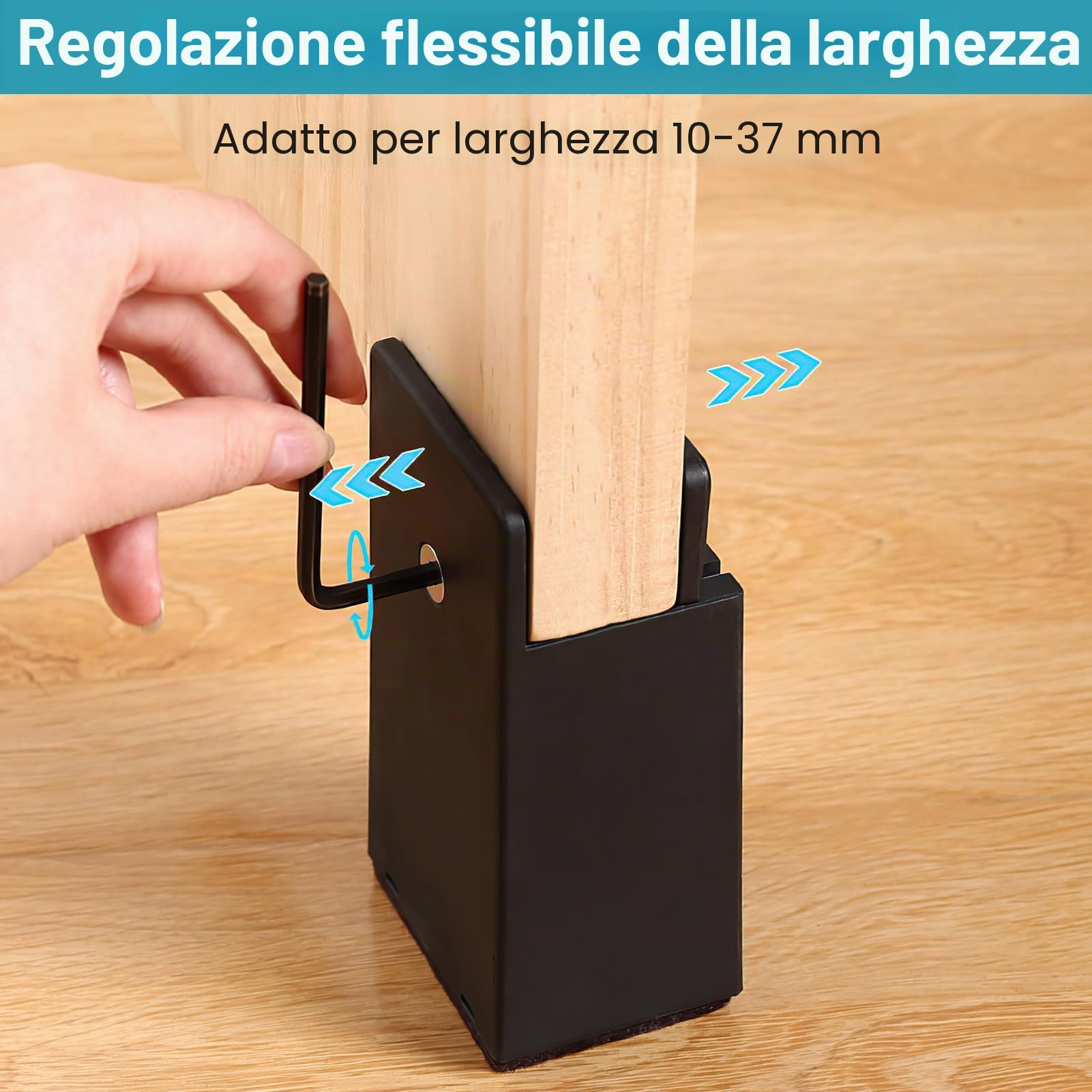 4 rialzi per mobili da 10 cm, rialzo regolabile con morsetto a vite, rialzo per sedie a letto, rialzo per divano, rialzo per mobili da 10 – 37 mm di larghezza