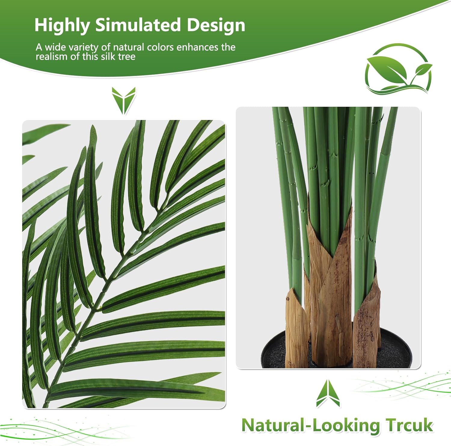 5.5ft Artificial Palm Tree Outdoor, Large Fake Tropical Areca Palm with 15 Trunks, Tall Faux Floor Plants for Indoor Living Rooms Offices Bedroom Home Decor