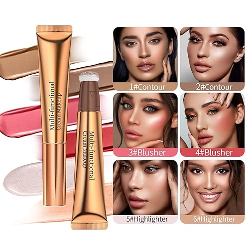 Miniatura 10 de Reddhoon Contour Beauty Wand, contorno líquido de cara, resaltador y barra de rubor con aplicador de cojín, acabado mate natural suave, barra de