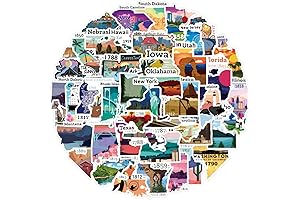 United States Travel Map Stickers Pack of 50