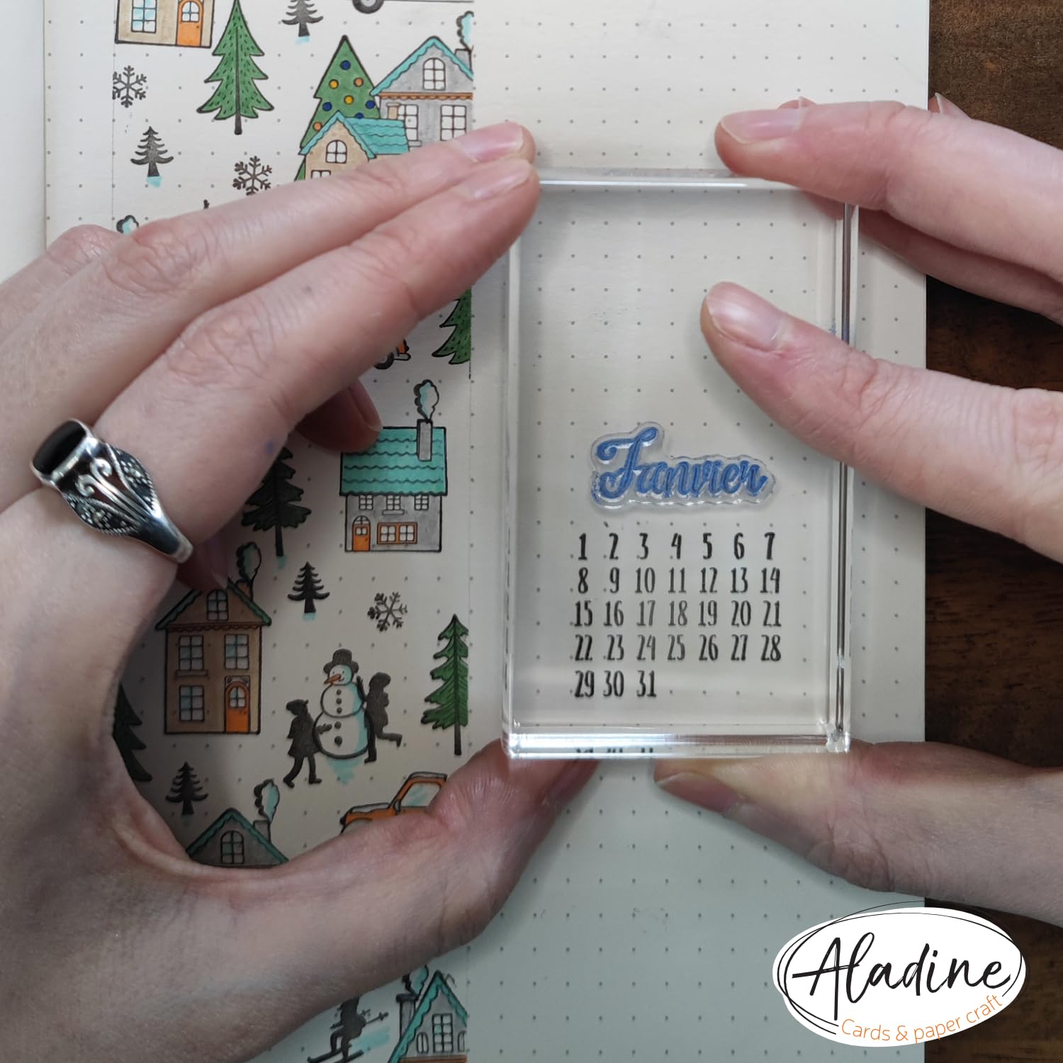 Aladine - Stampo Bullet Clear MIESIĄC ORGANIZACJI - Płyta z piankami, silikonowy ślad - Idealny do Bullet Journal, scrapbookingu, zeszytów - DIY 3958 Kreatywny wypoczynek Czarny