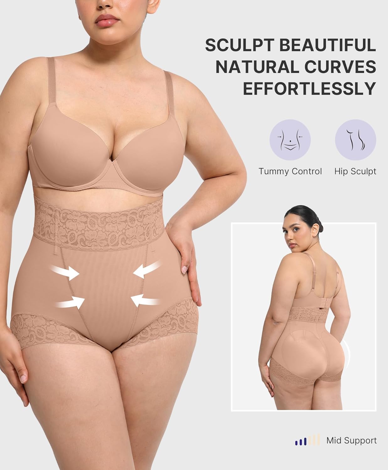 SHAPELLX Shapewear for Women Tummy Control Short Faja Body Shaper Compression Panties Mid Waisted Briefs Lace Underwear - Image 2