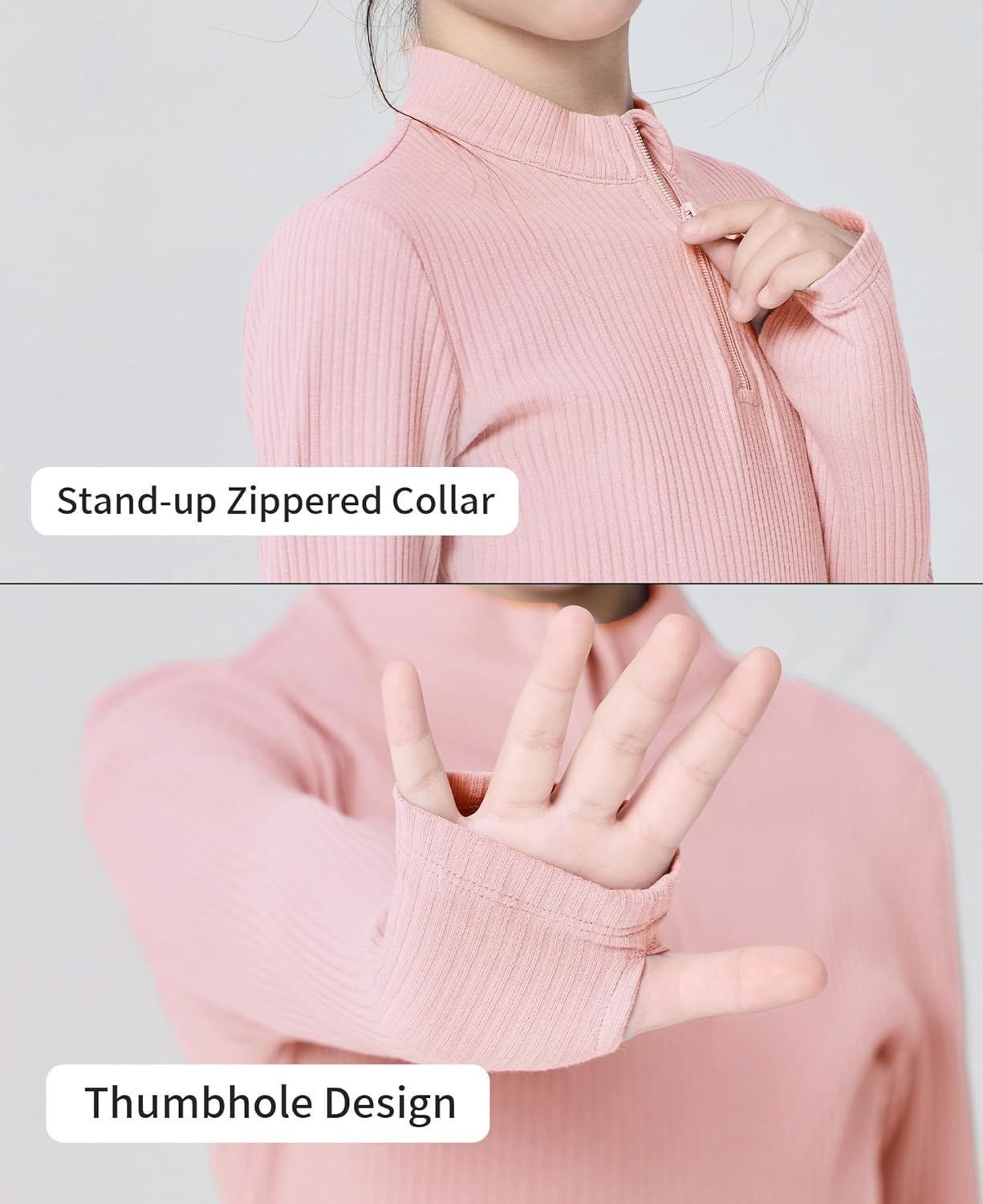 Daydance Girl's Ballet Sweater, Girls High Neck Pullover Dance Sweater with Thumb Hold Design - Image 4