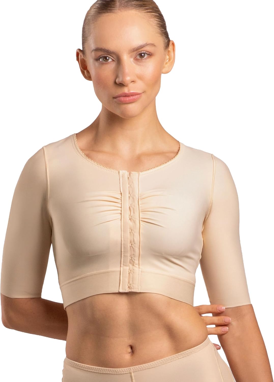 Isavela Womens Short Sleeve Breast Augmentation/Reduction Support Bra/Vest (Underbust Length) (Bolero) (VS02-SS)