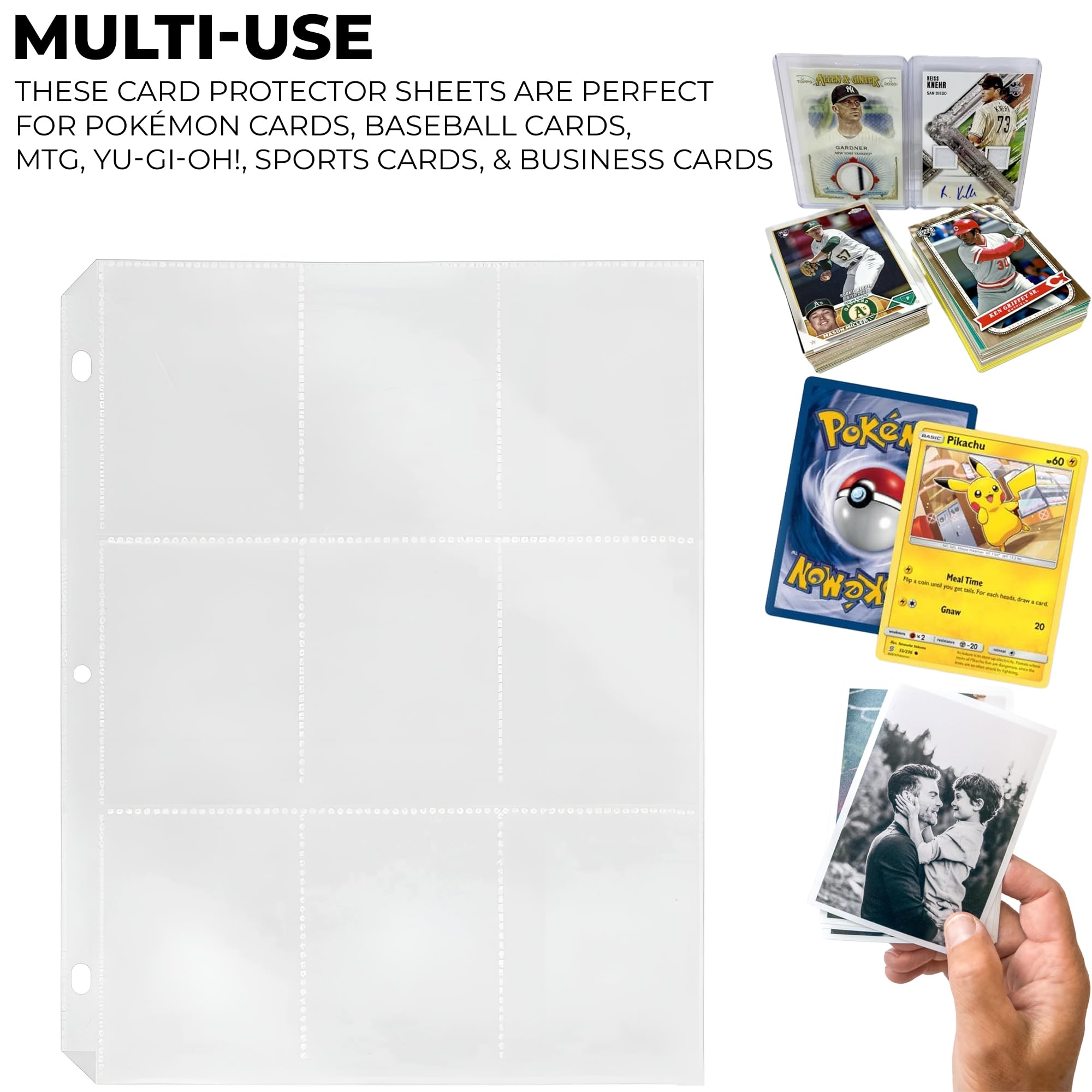 pokemon trading card binder plastic sheet protectors Amazon.com : 50 Pack Trading Card Sleeves Pages – 9-Pocket Card Protectors  for Standard Size Cards – Fits 3 Ring Binders – Holds Up to 450 Cards – Clear  Plastic Sheets for Collectible Storage and Organization : Office Products