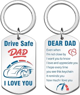 Drive Safe Keychain For Him Dad Birthday Gifts From Daughter Son Best Papa Gifts For Dads Men Father's Day Christmas Gift Ideas Unique Cool Daddy Present Keyring