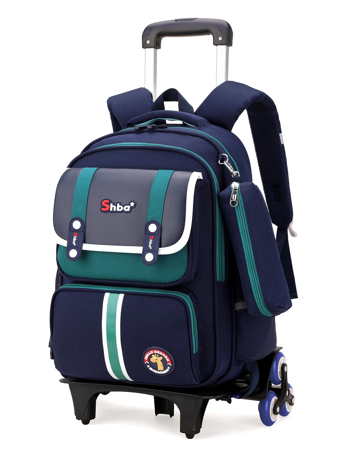 Tanou Mochila Ruedas Niño 2 Piezas, 20 litros Mochilas Escolares con Ruedas Grande para Niñas de 8 a 12 Años, Mochila Carro Niño Resistente al Agua para Escolar Viaje, Verde