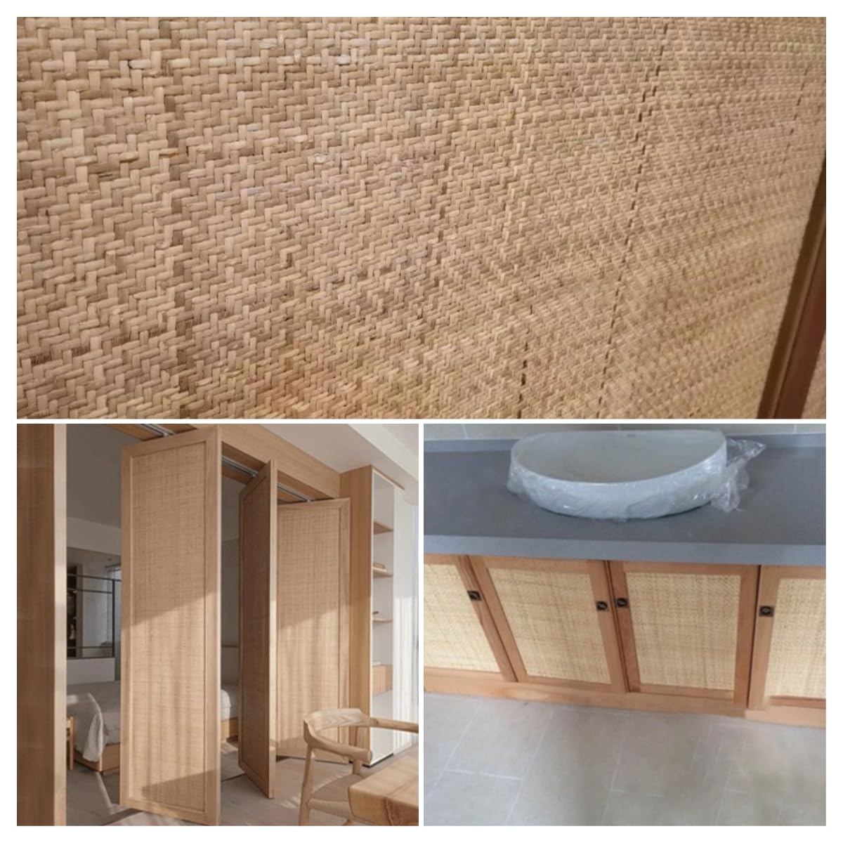 Rattan Geflecht Meterware 70 x 300cm Natürliches Wiener Geflecht für Möbel DIY