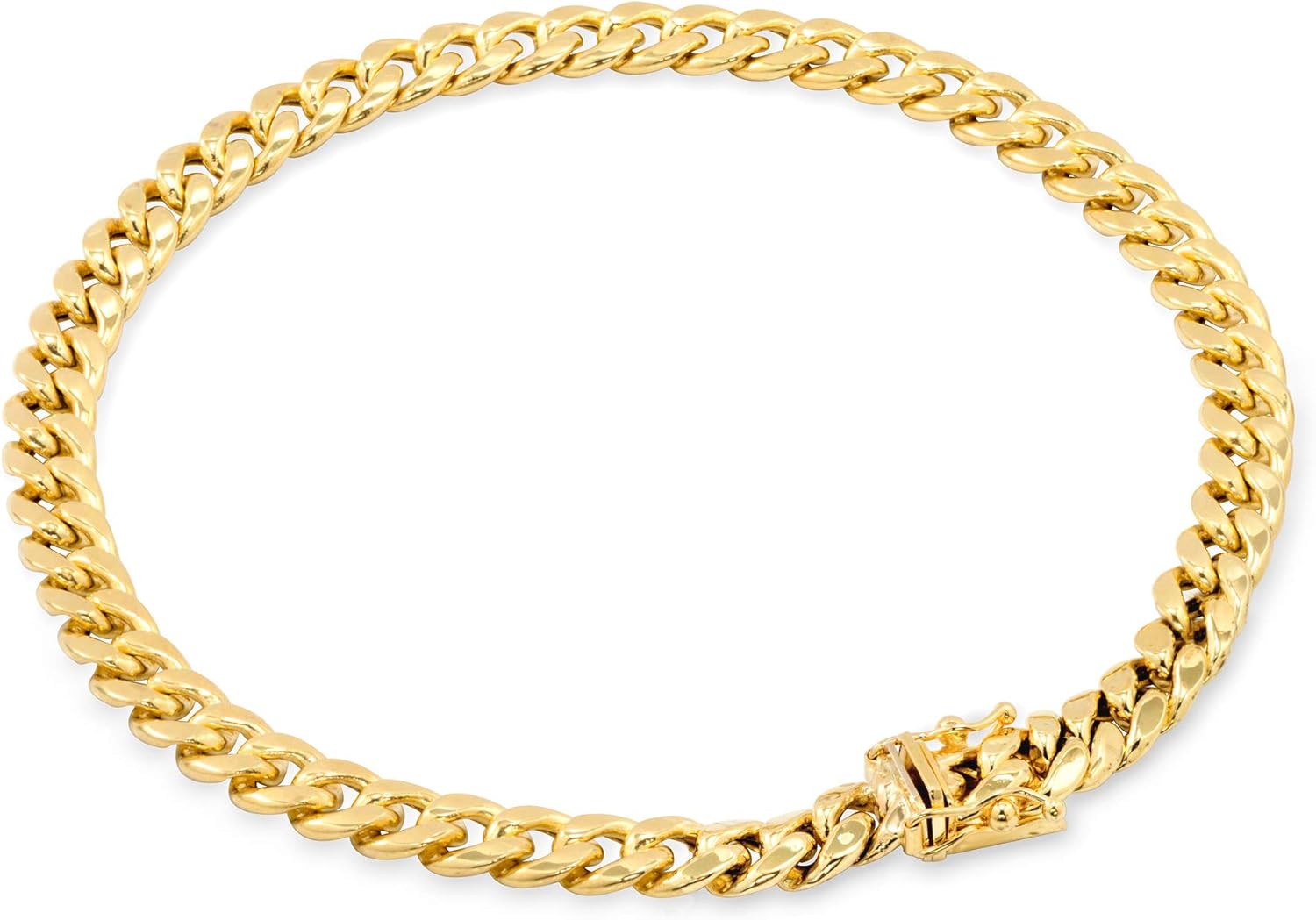 Nuragold 10k Real Yellow Gold Miami Cuban Link 5mm Chain Bracelet (7"-9") Italian Jewelry for Men & Women