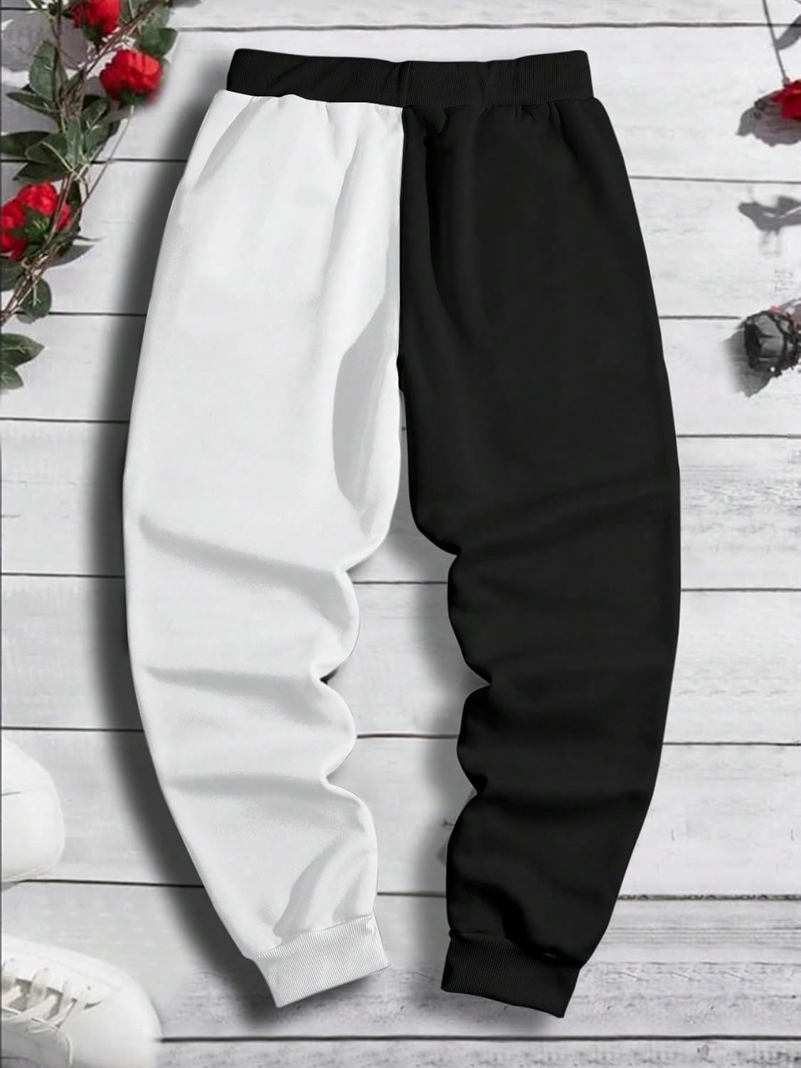 COZYEASE Men's Plaid Letter Print Sweatpants Drawstring Waist Tie Front Jogger Pants with Pocket - Image 2