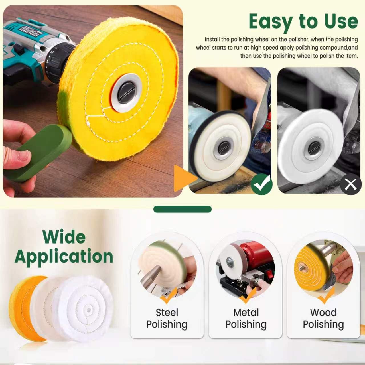 Buffing & Polishing Wheel Kit - Metal Finishing -8