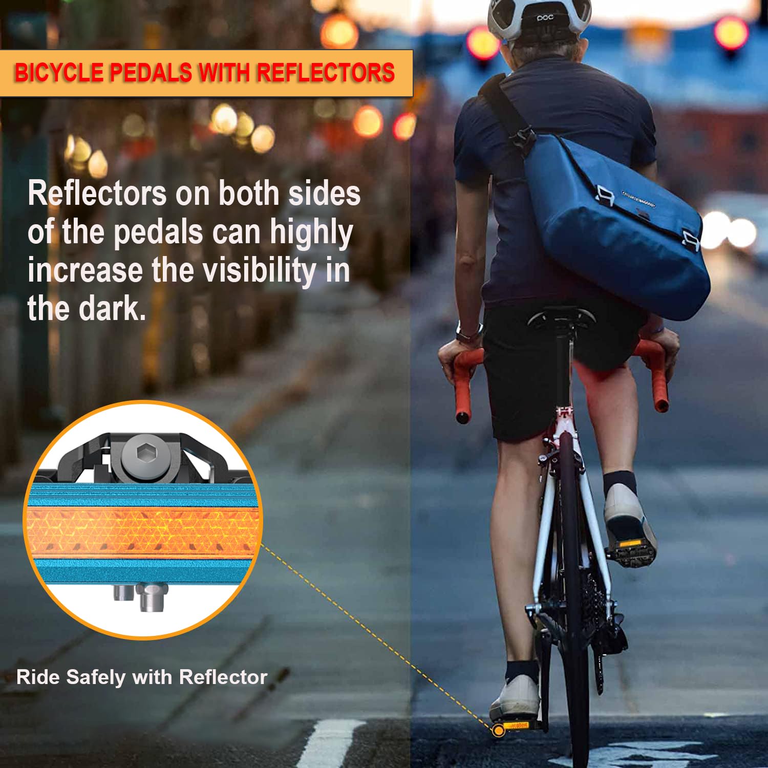 Pedales de Bicicleta de montaña con Reflector, Placa de Doble función y Pedales sin Clip, Pedal de Bicicleta de 9/16 Pulgadas, Compatible con SPD, 3 rodamientos sellados, Pedales de montaña de