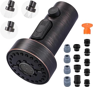 ARCORA Pull Down Kitchen Faucet Head Replacement with 13 Adapters, 3 Modes
