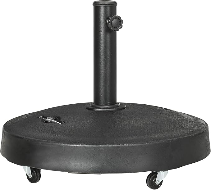 Outsunny 23.5kg Resin Garden Parasol Base with Wheels and Retractable