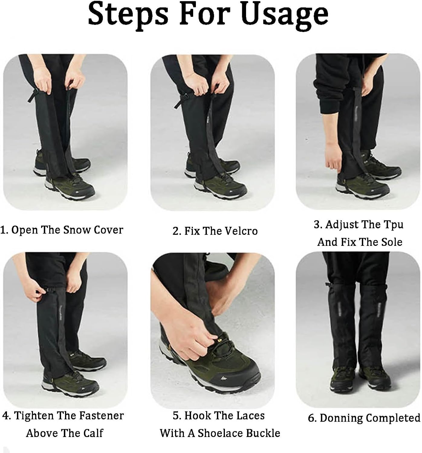 Hiking Leg Gaiters,Outdoor Shoe Covers,Adjustable Gaiters,Suitable for Mountain Snow Skiing,Walking,Rock Climbing,Hunting