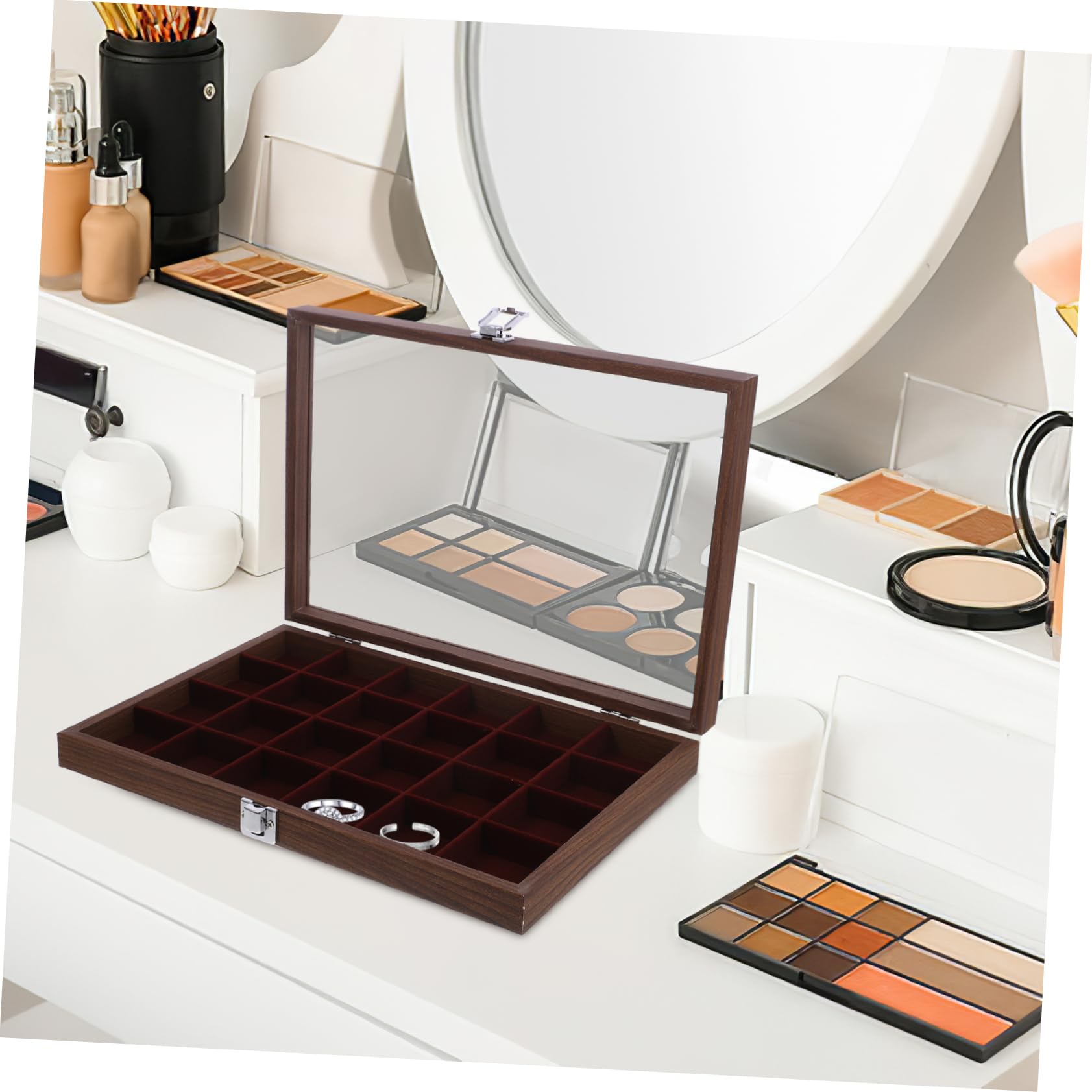 LABRIMP Caja De Almacenamiento De Té De Madera Con Tapa Transparente Organizador De Bolsitas De Té Con Compartimentos Para Decoración y Organización Cocina
